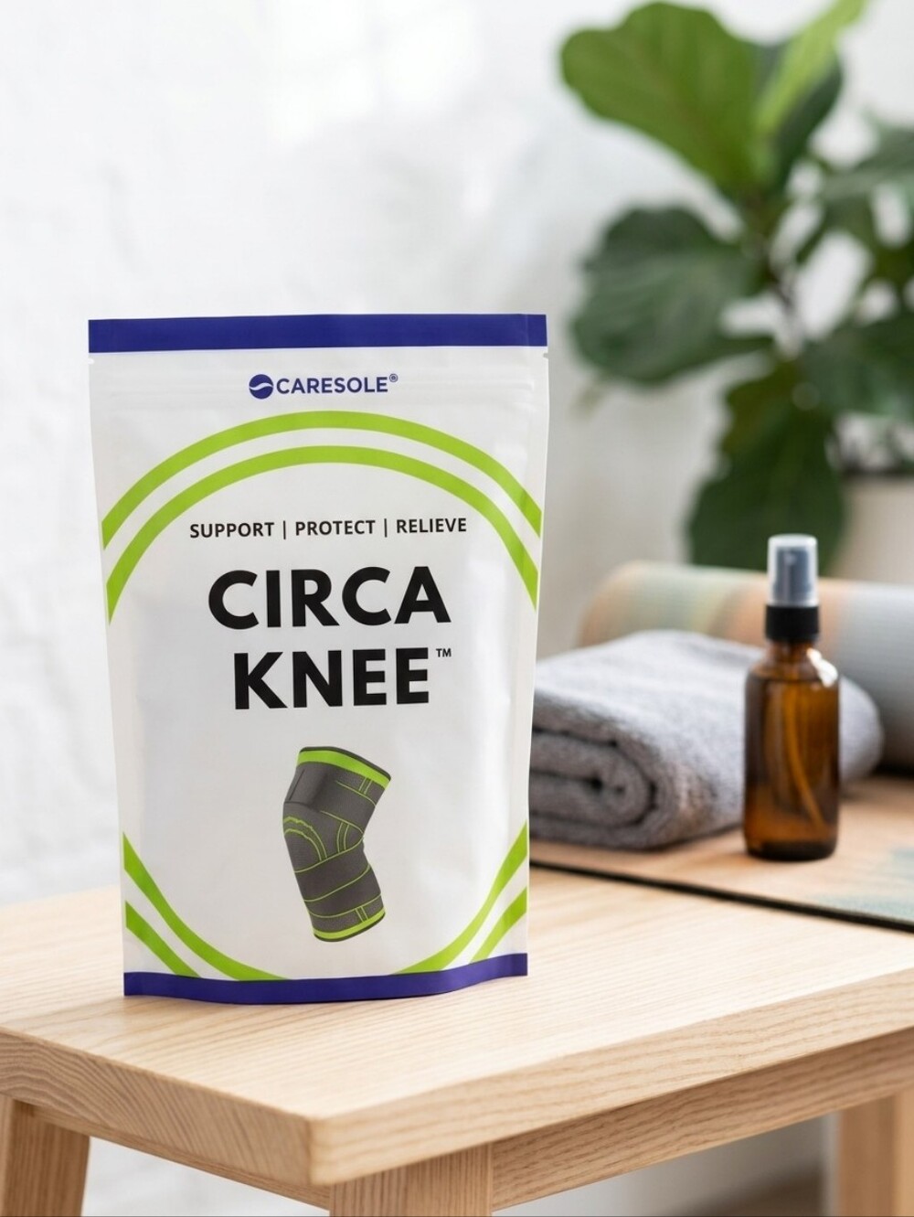 Circa Knee Compression Sleeve by - Black with Green Trim